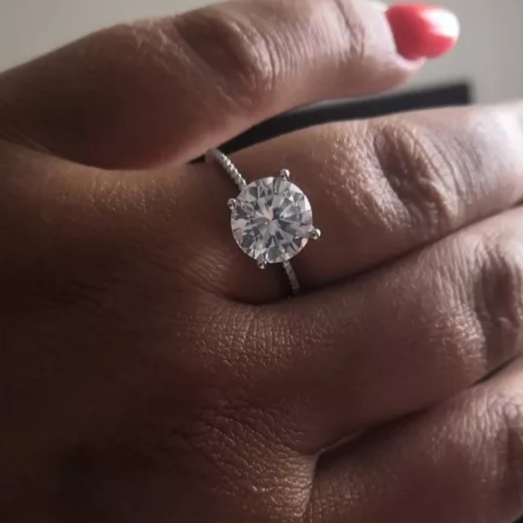 3ct Zircon Diamond Sterling Silver Zircon Pave Statement Piece Engagement - Picture 9 of 16